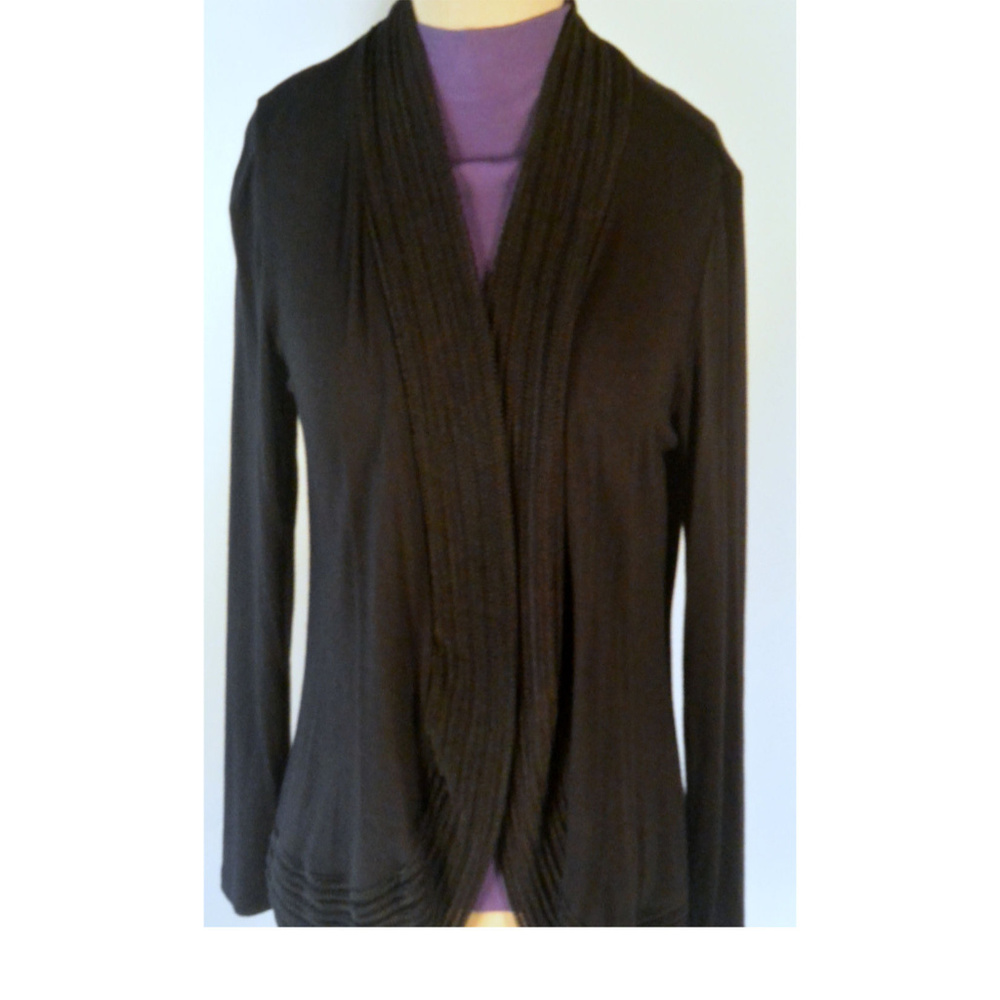 Black soft Stretch Snug Open LS Sweater Jacket PM